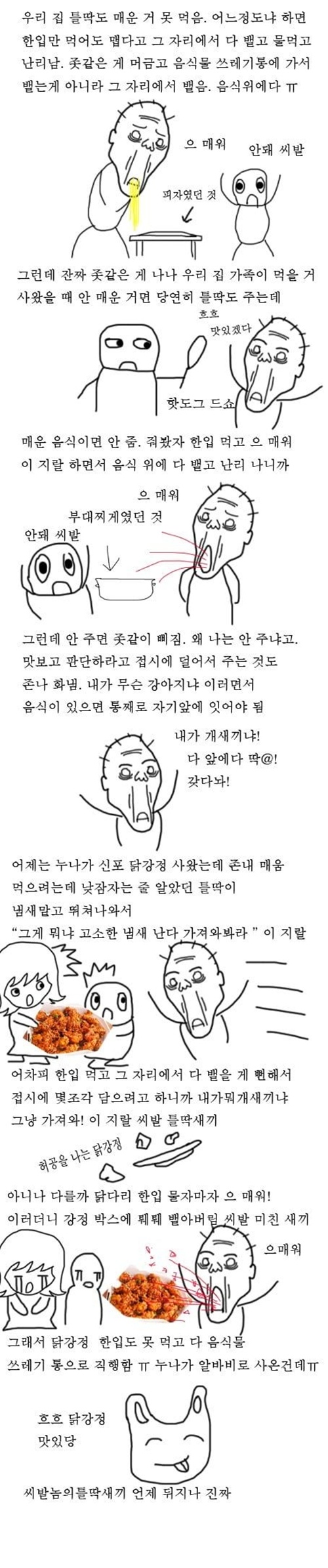 우리 할배는 매우면 뱉는다
