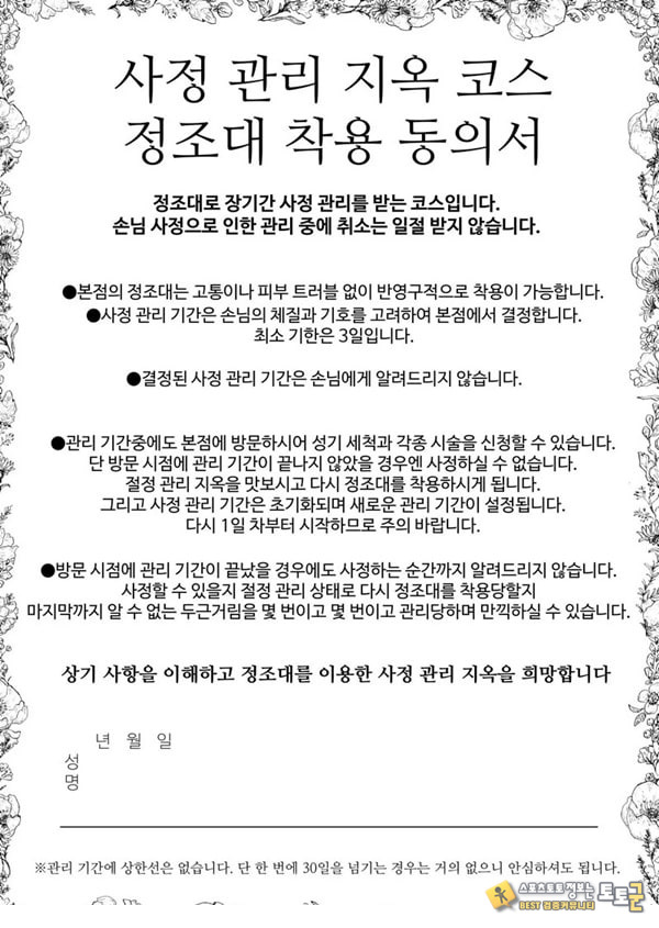 수음 쾌락 지옥 코스 시술 동의서