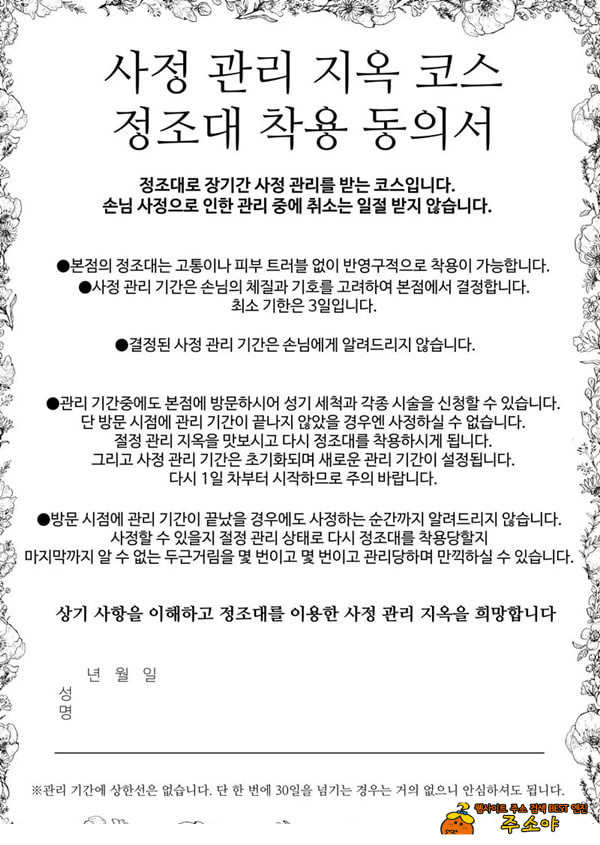 수음 쾌락 지옥 코스 시술 동의서